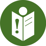 This pictogram shows a person with a book. An exclamation mark can be seen on the book. In the project, it stands for the needs of people with learning difficulties.