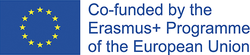 Das ist das Logo des Erasmus+ Programms der EU. Auf dem Logo ist die EU-Fahne zu sehen, sowie der Satz auf Englisch "Ko-finanziert durch das Erasmus+ Programm der Europäischen Union".
